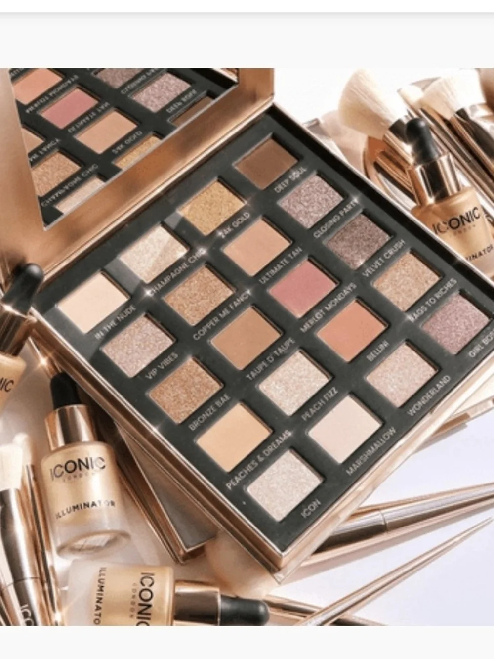 ICONIC London Rose & Gold Eyeshadow Palette — Warm Neutrals & Shimmers